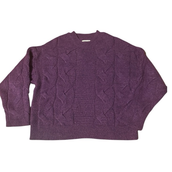 Anthropologie Purple Cable Knit Sweater XSOversized Cozy Knit